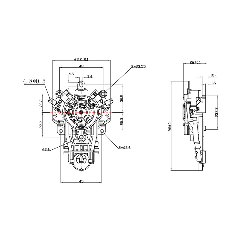 QX158C Acoplador de termostato de hervidor de dos piezas