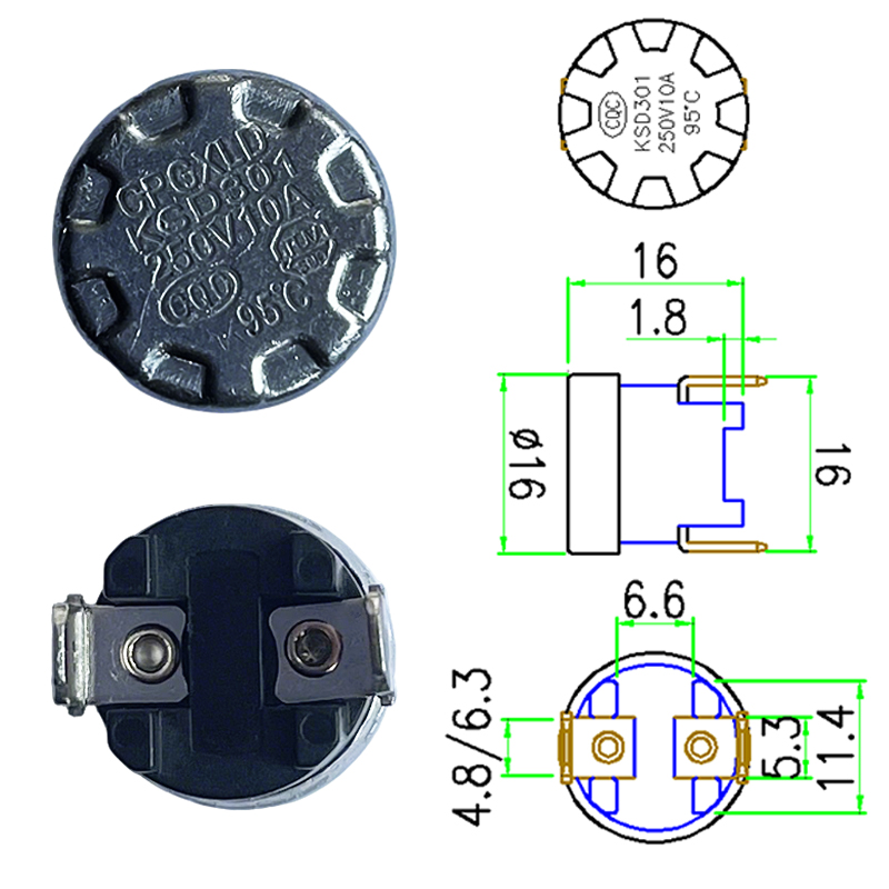 QXKSD301 Termostato de disco SNAP KSD301