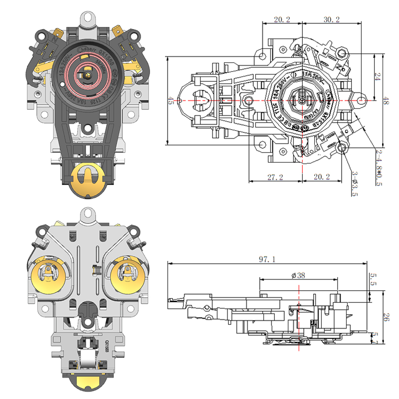 QX158B-A1 Acoplador de termostato de hervidor de dos piezas