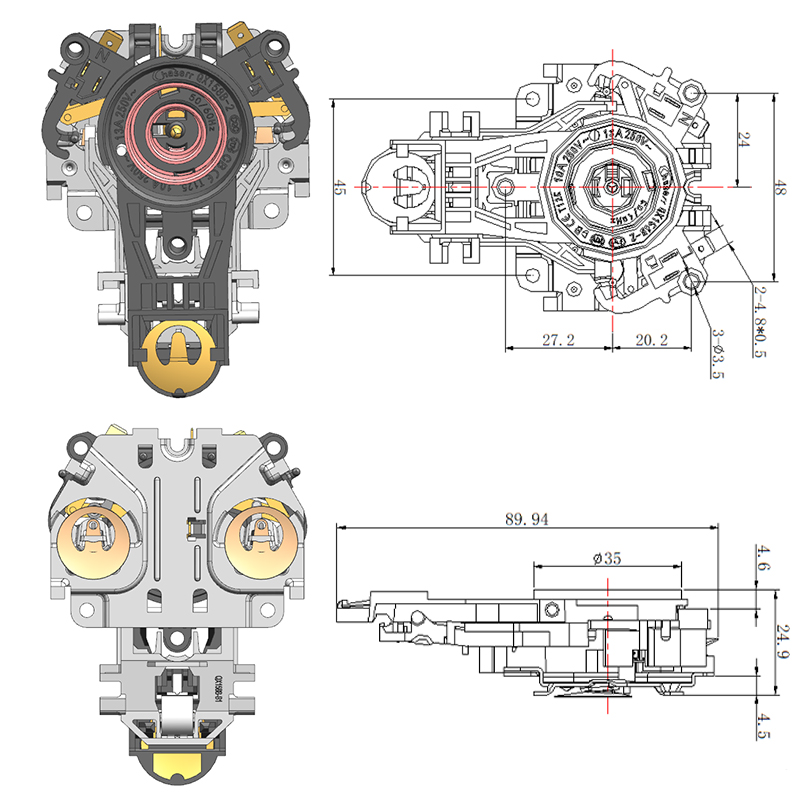 QX158B-2 Acoplador de termostato de hervidor de dos piezas