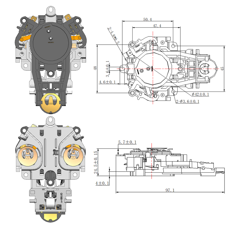 QX158B-D1 Acoplador de termostato de hervidor de dos piezas