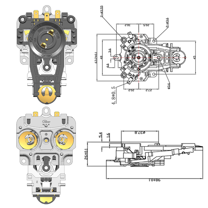 QX158C Acoplador de termostato de hervidor de dos piezas