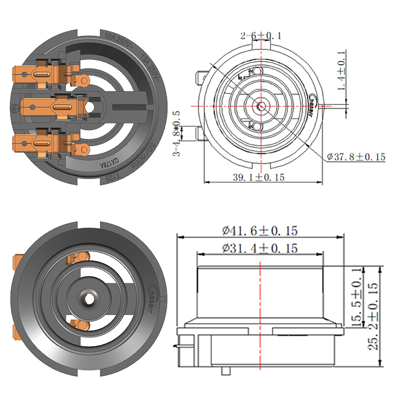 QX158B-C1 Acoplador de termostato de hervidor de dos piezas