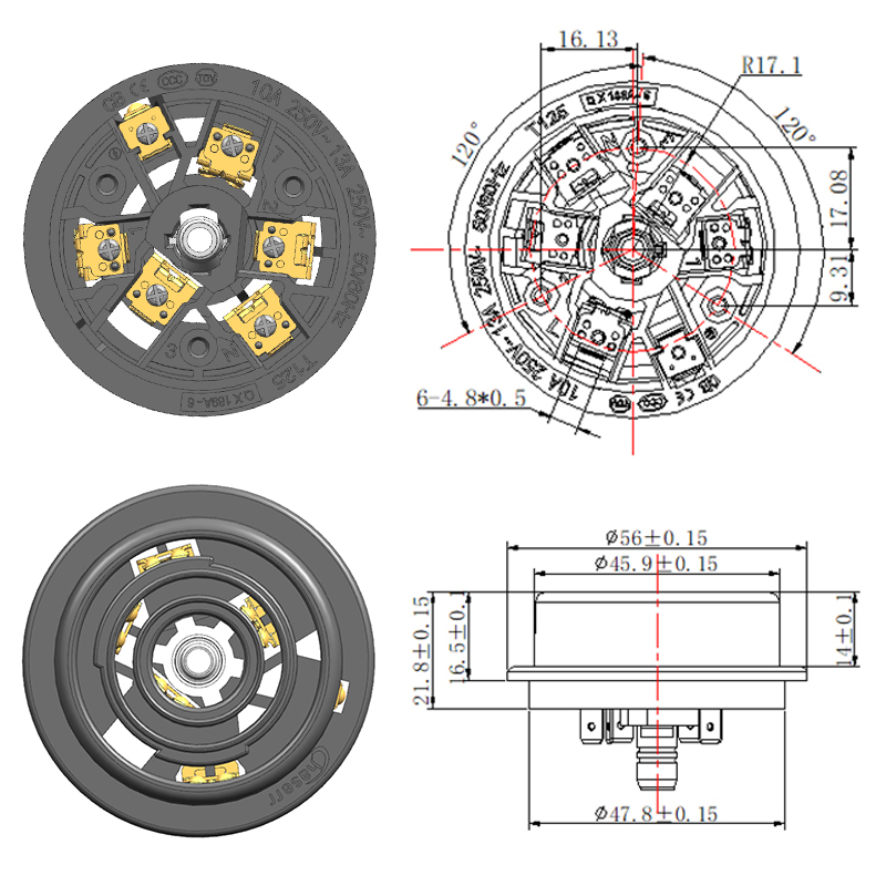 QX198A-6-R-D-AG Acoplador de termostato de hervidor de agua inteligente automático