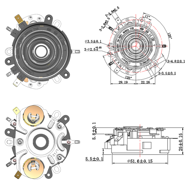 QX198A-6-R-D-AG Acoplador de termostato de hervidor de agua inteligente automático