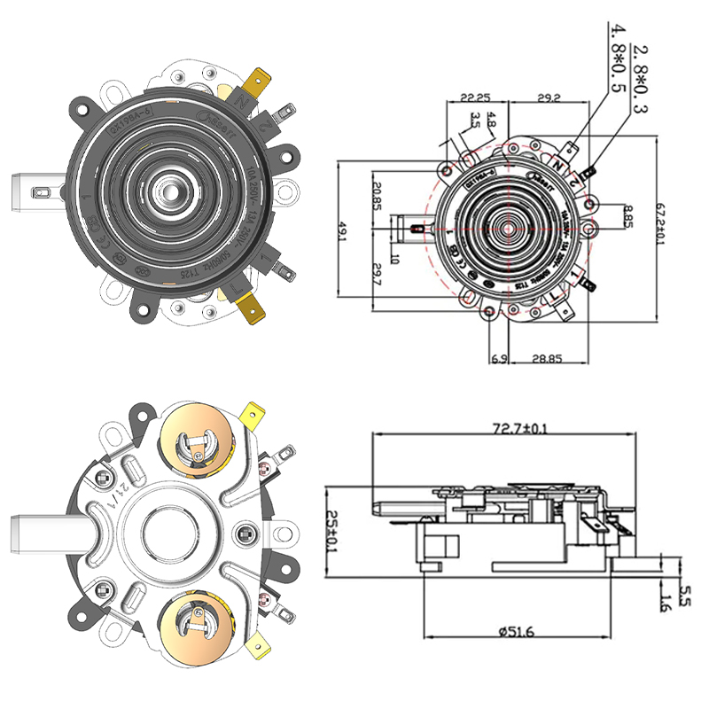 QX198A-6-S-AG Acoplador de termostato de hervidor de agua inteligente automático