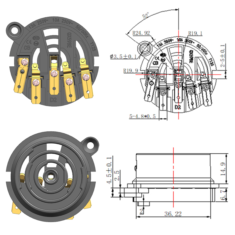 QX588E-6 Base de acoplador de termostato de hervidor inteligente automático multifunción